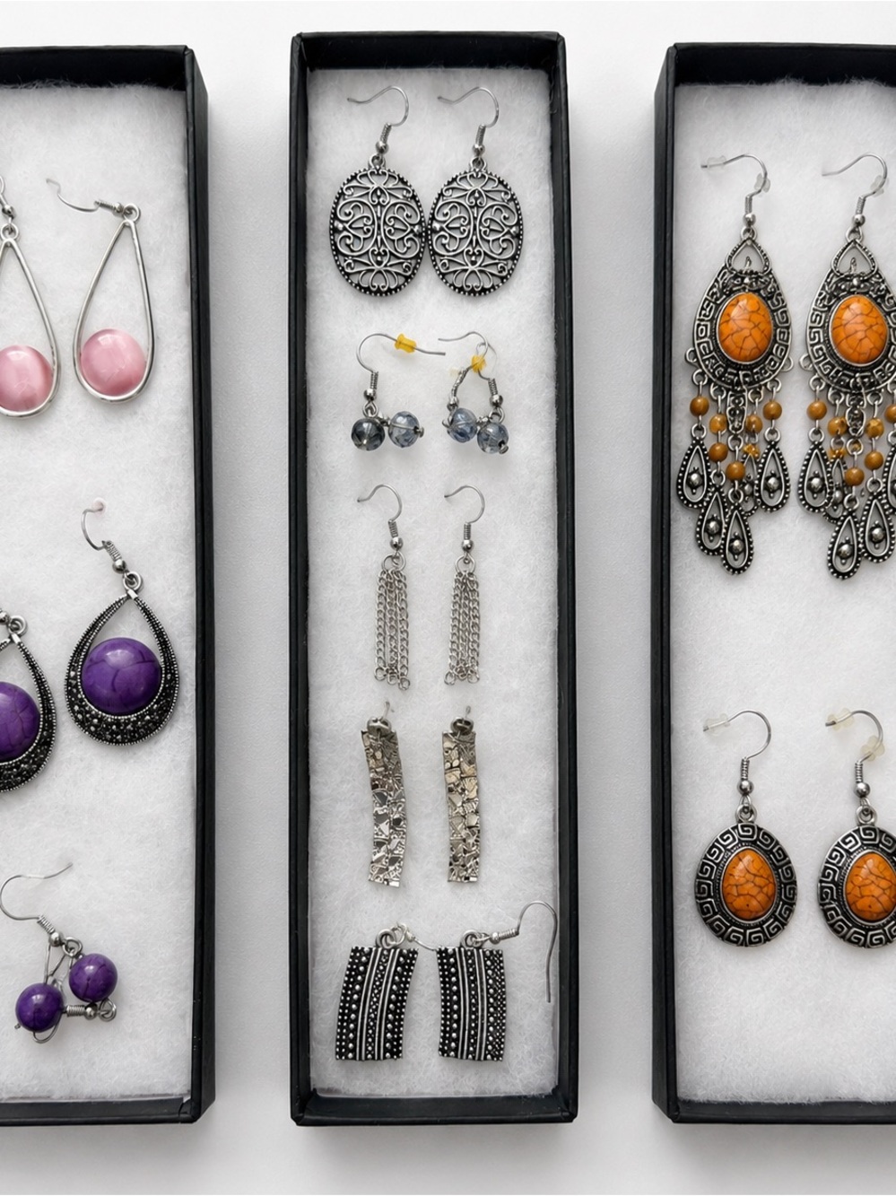 ✨ Lot of 10 Pairs Boho & Statement Earrings - Silver